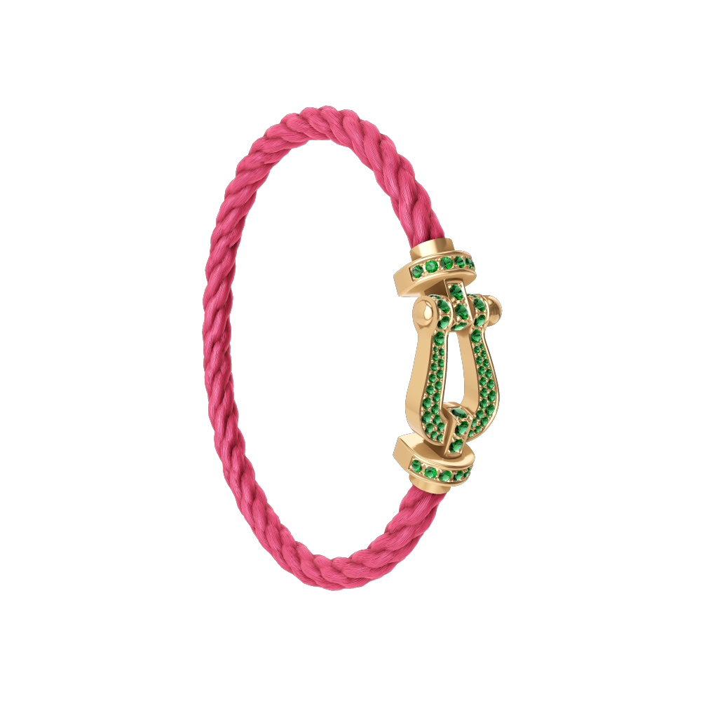 FORCE 10 BRACELET 18K YELLOW GOLD AND EMERALDS LARGE MODEL