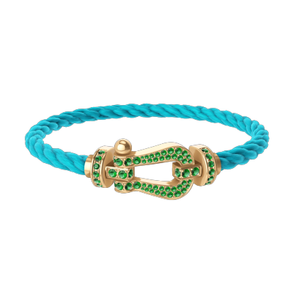FORCE 10 BRACELET 18K YELLOW GOLD AND EMERALDS LARGE MODEL