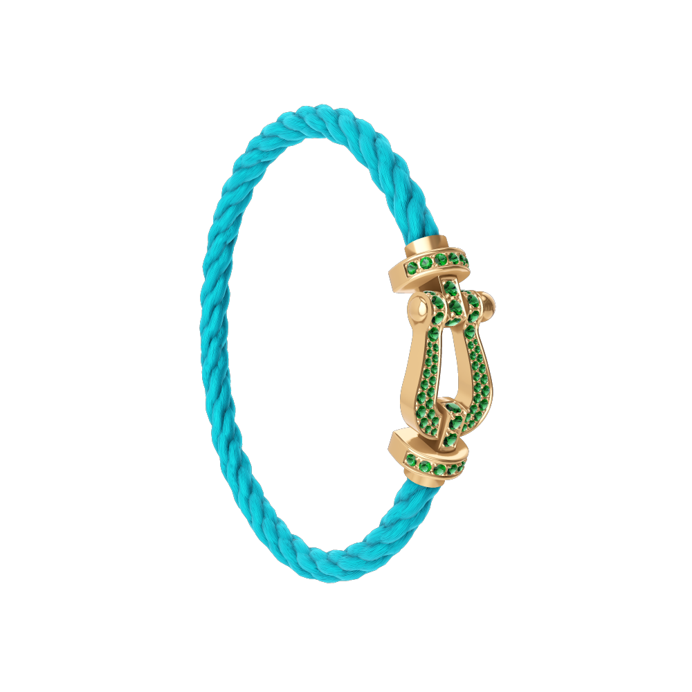 FORCE 10 BRACELET 18K YELLOW GOLD AND EMERALDS LARGE MODEL
