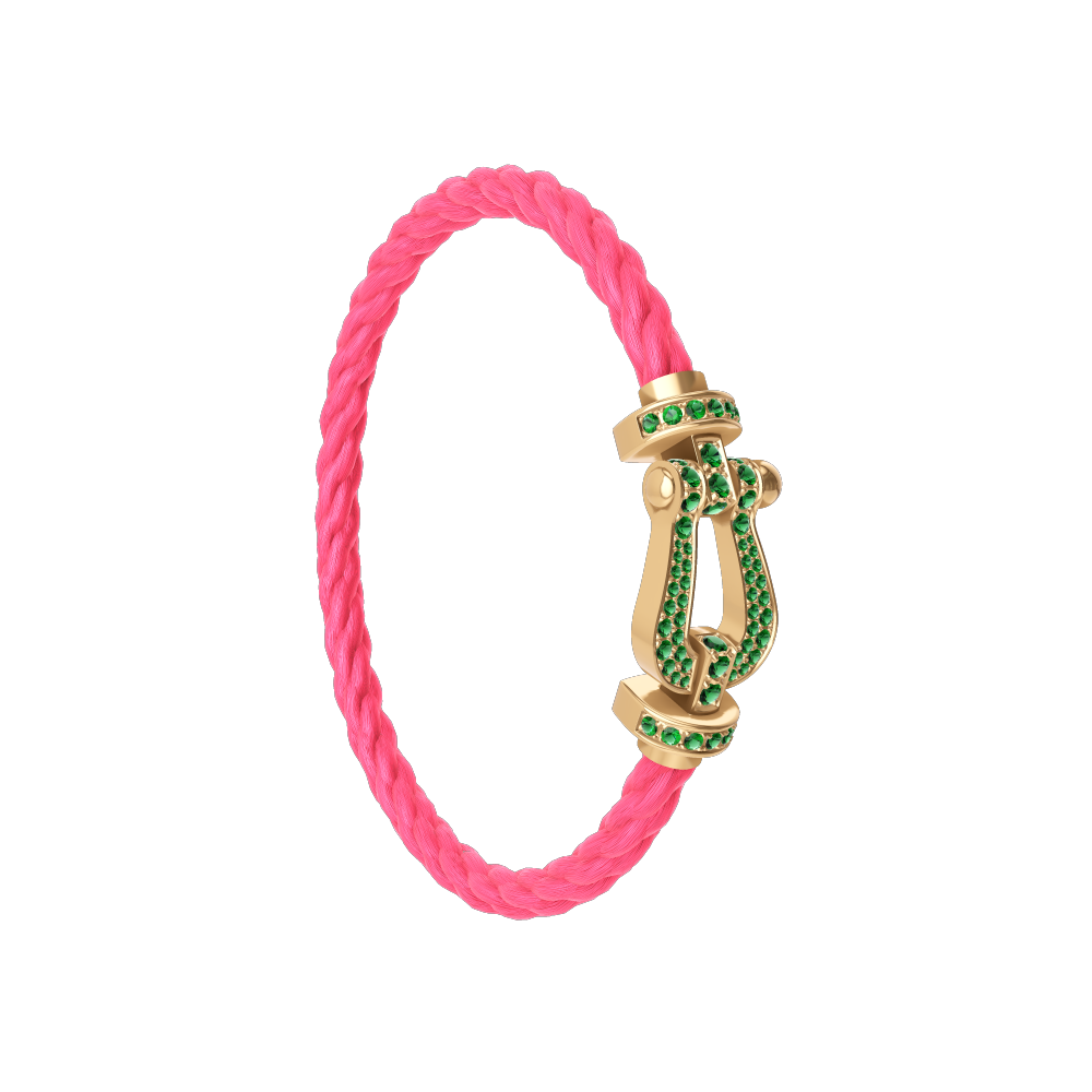FORCE 10 BRACELET 18K YELLOW GOLD AND EMERALDS LARGE MODEL