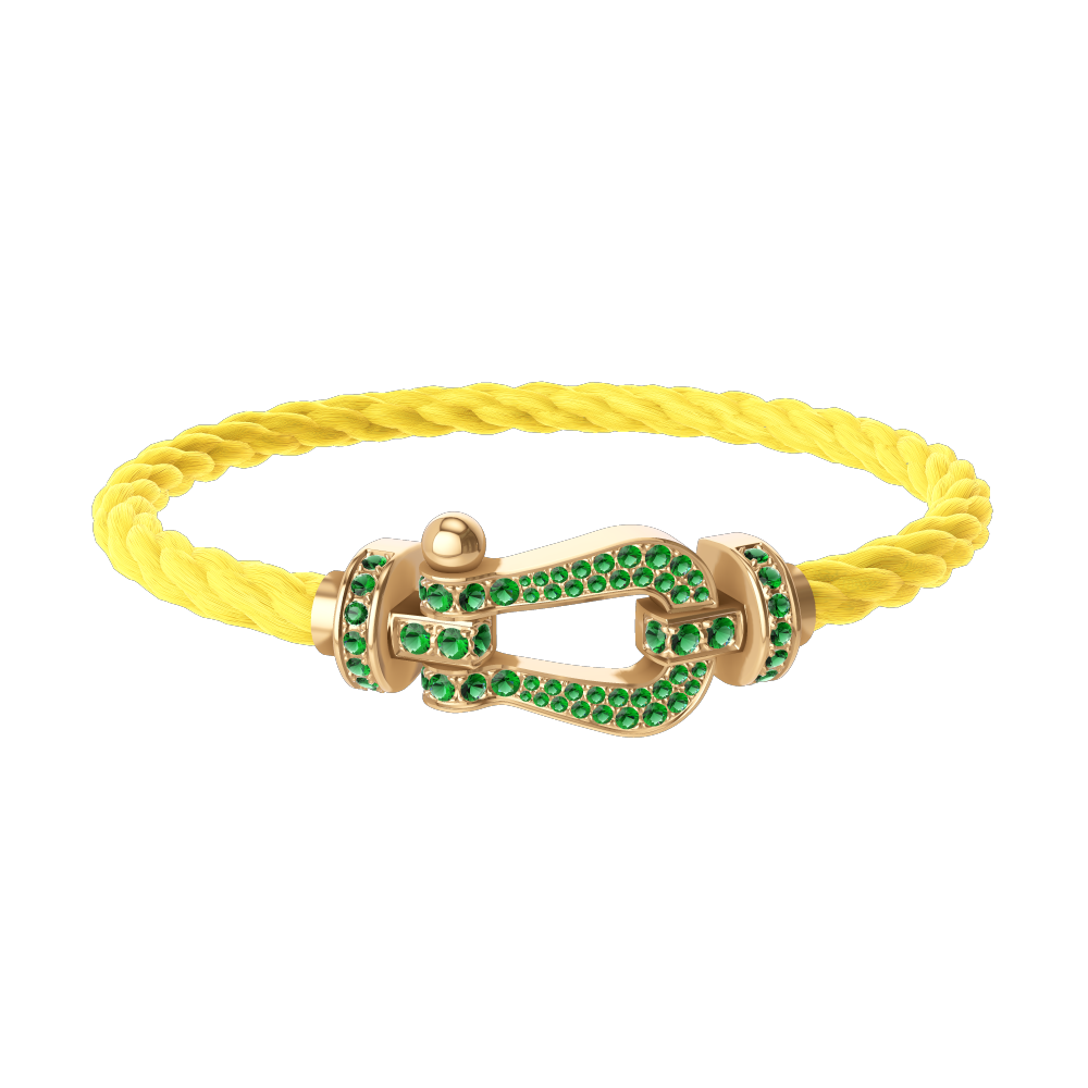 FORCE 10 BRACELET 18K YELLOW GOLD AND EMERALDS LARGE MODEL