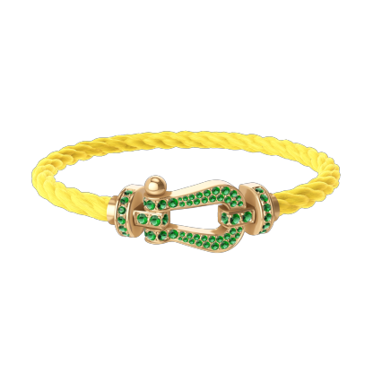 FORCE 10 BRACELET 18K YELLOW GOLD AND EMERALDS LARGE MODEL