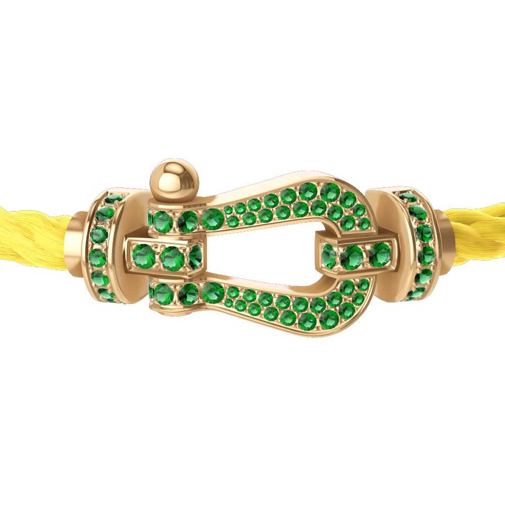 FORCE 10 BRACELET 18K YELLOW GOLD AND EMERALDS LARGE MODEL