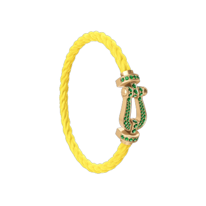 FORCE 10 BRACELET 18K YELLOW GOLD AND EMERALDS LARGE MODEL