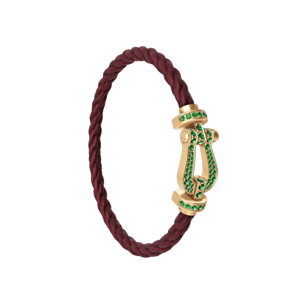 FORCE 10 BRACELET 18K YELLOW GOLD AND EMERALDS LARGE MODEL