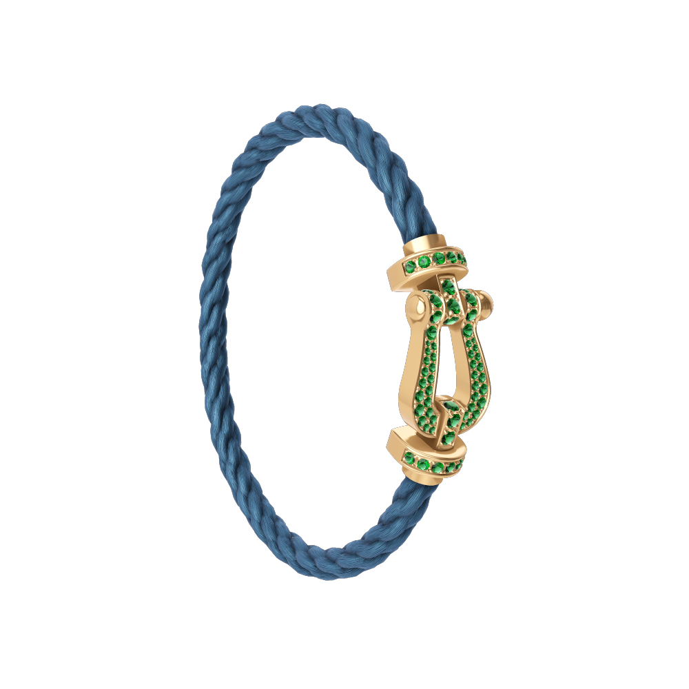FORCE 10 BRACELET 18K YELLOW GOLD AND EMERALDS LARGE MODEL