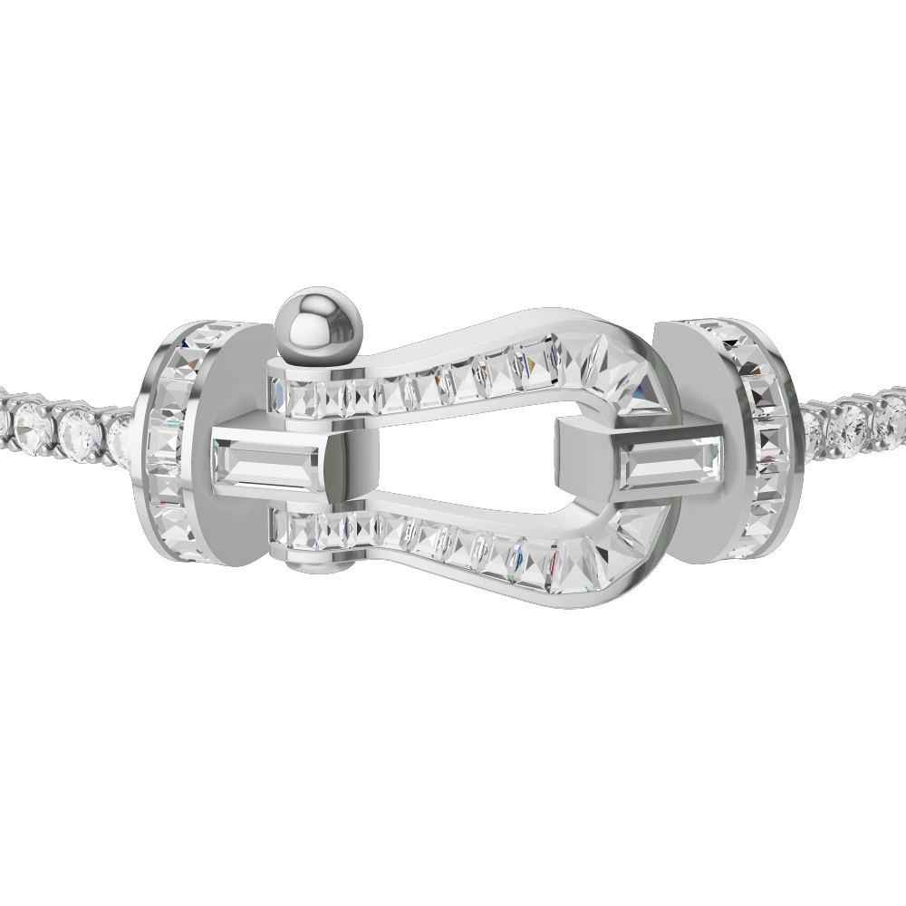 FORCE 10 BRACELET 18K WHITE GOLD AND BAGUETTE-CUT DIAMONDS LARGE MODEL