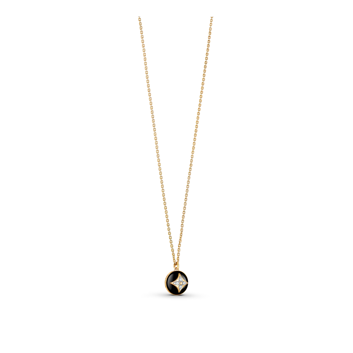 B Blossom Pendant, Yellow Gold, White Gold, Onyx And Diamonds