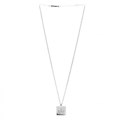 Sterling Silver Trademark Logo Square Pendant Necklace