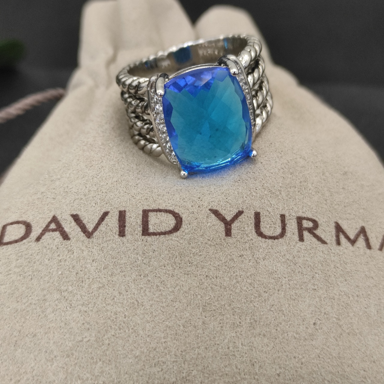 Petite Wheaton® Ring Sterling Silver with Hampton Blue Topaz and Diamonds