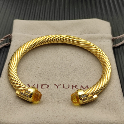 7mm Cable Bracelet with Yellow & Diamond Accents