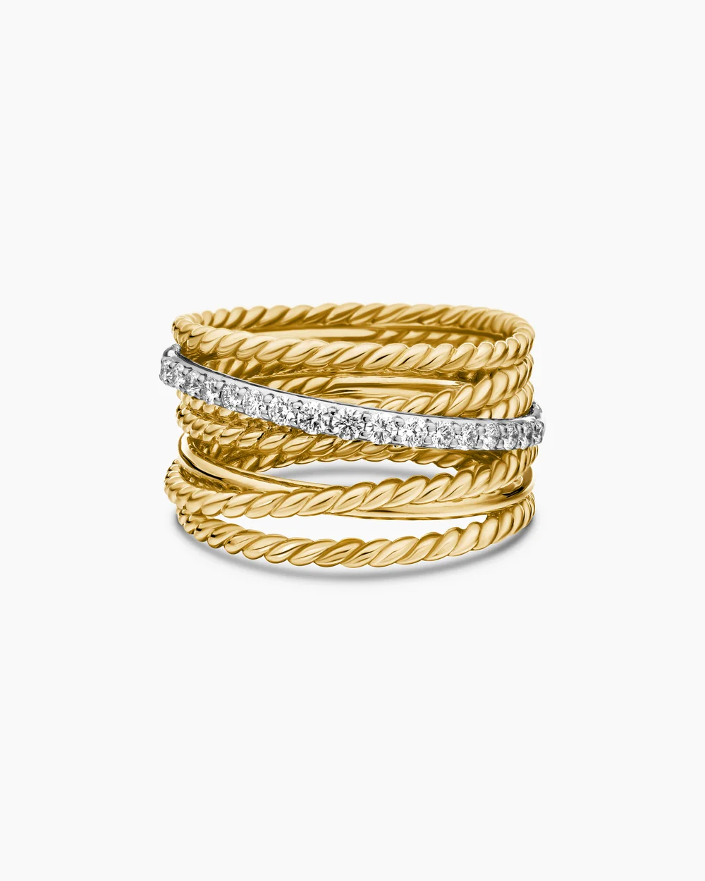 Crossover Ring 18K Yellow Gold with Diamonds