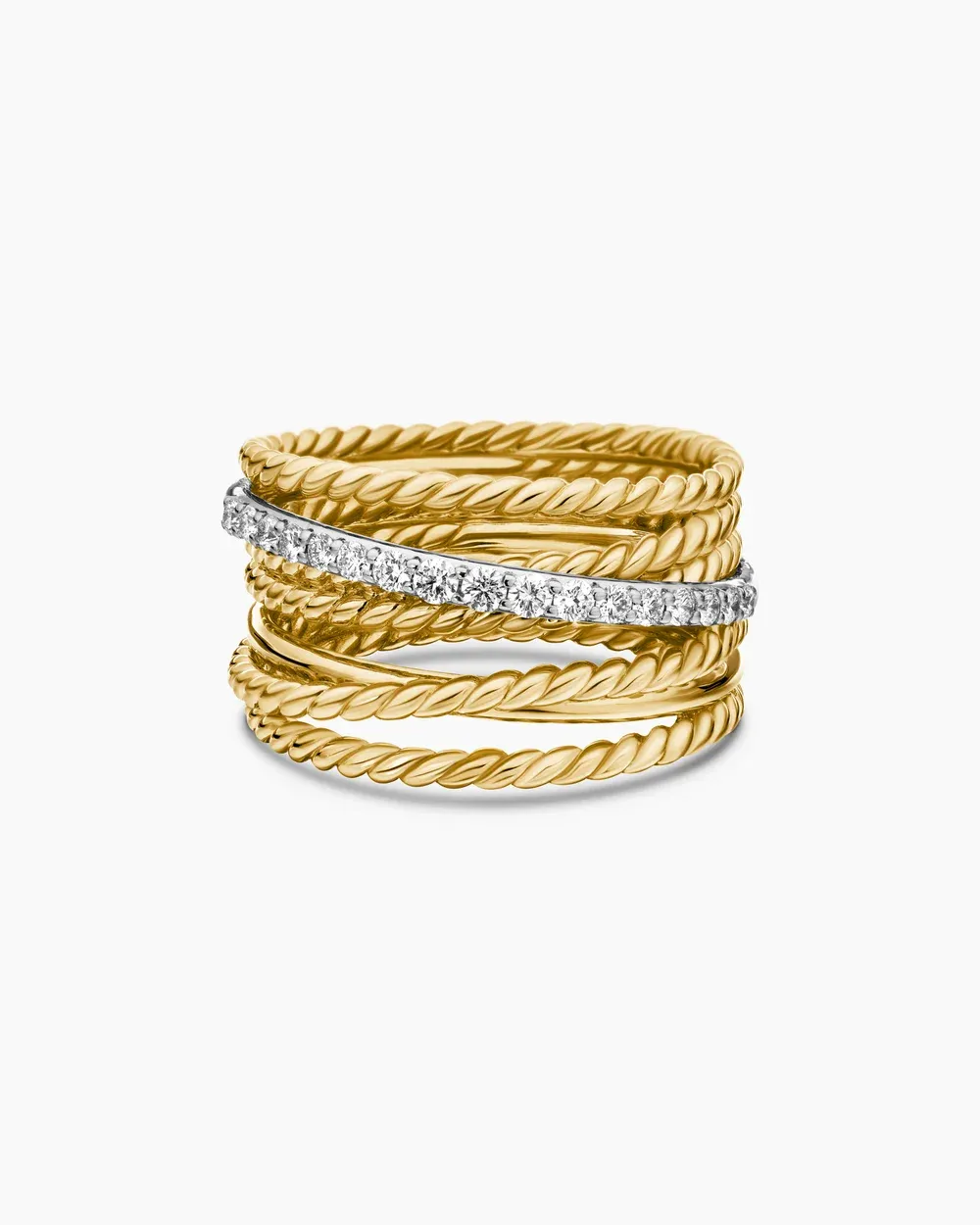 Crossover Ring 18K Yellow Gold with Diamonds