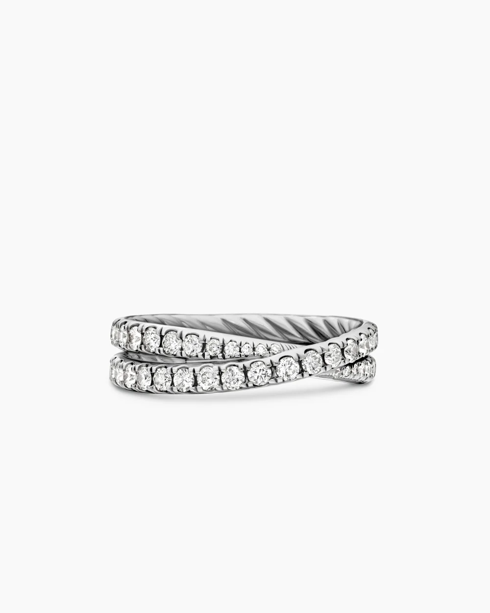 DY Crossover® Band Ring Platinum with Diamonds