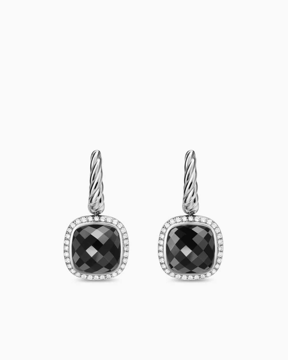 Albion® Drop Earrings Sterling Silver with Black Onyx and Diamonds