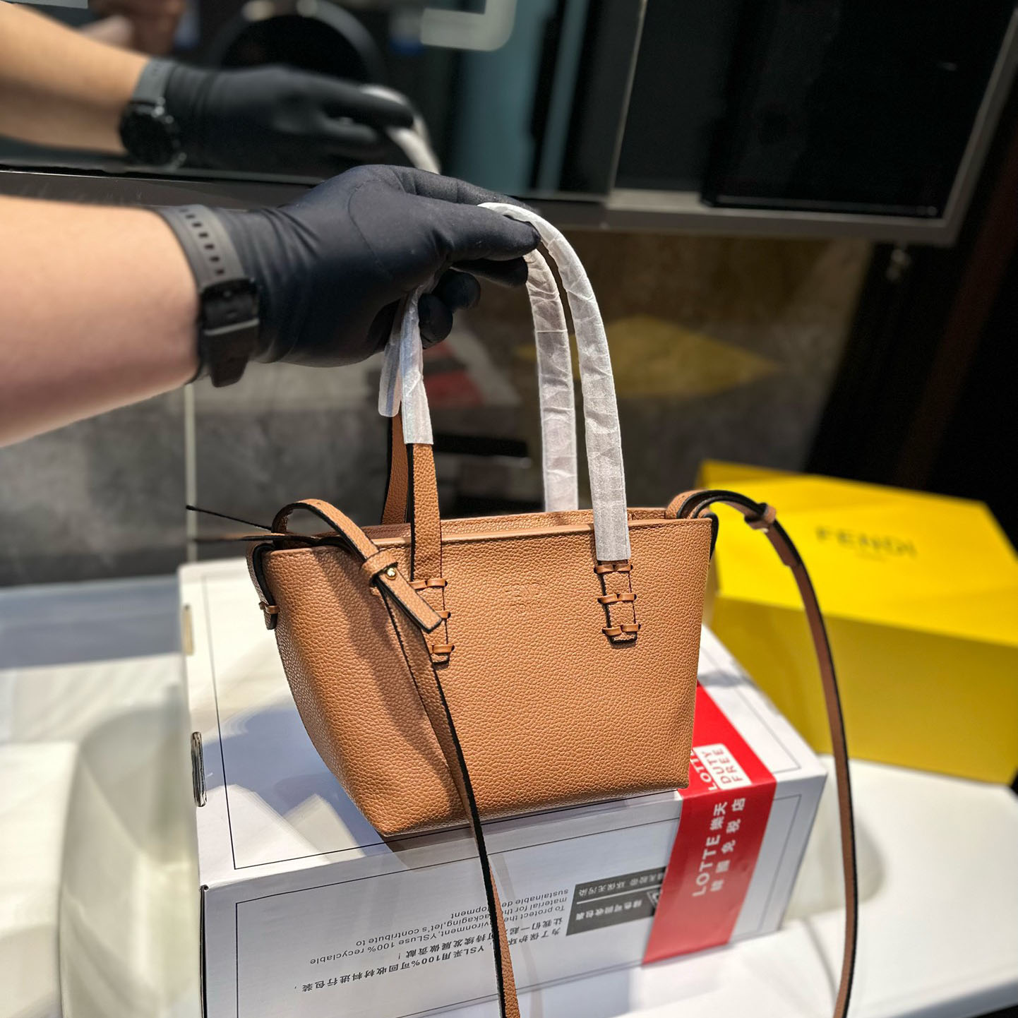 Dove-Coloured Leather Roll Mini Bag