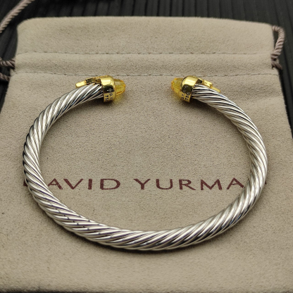 5mm Cable Bracelet with Yellow Topaz & Diamond Accents