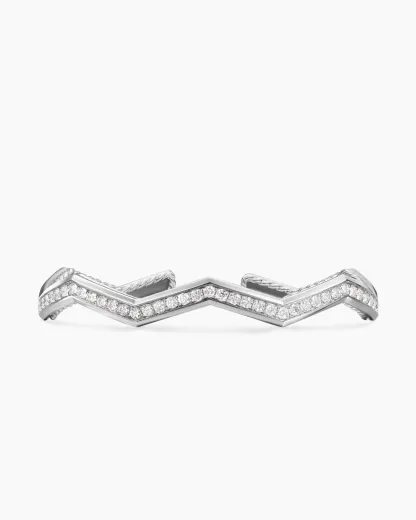 Zig Zag Stax™ Cuff Bracelet Sterling Silver with Diamonds, 5mm