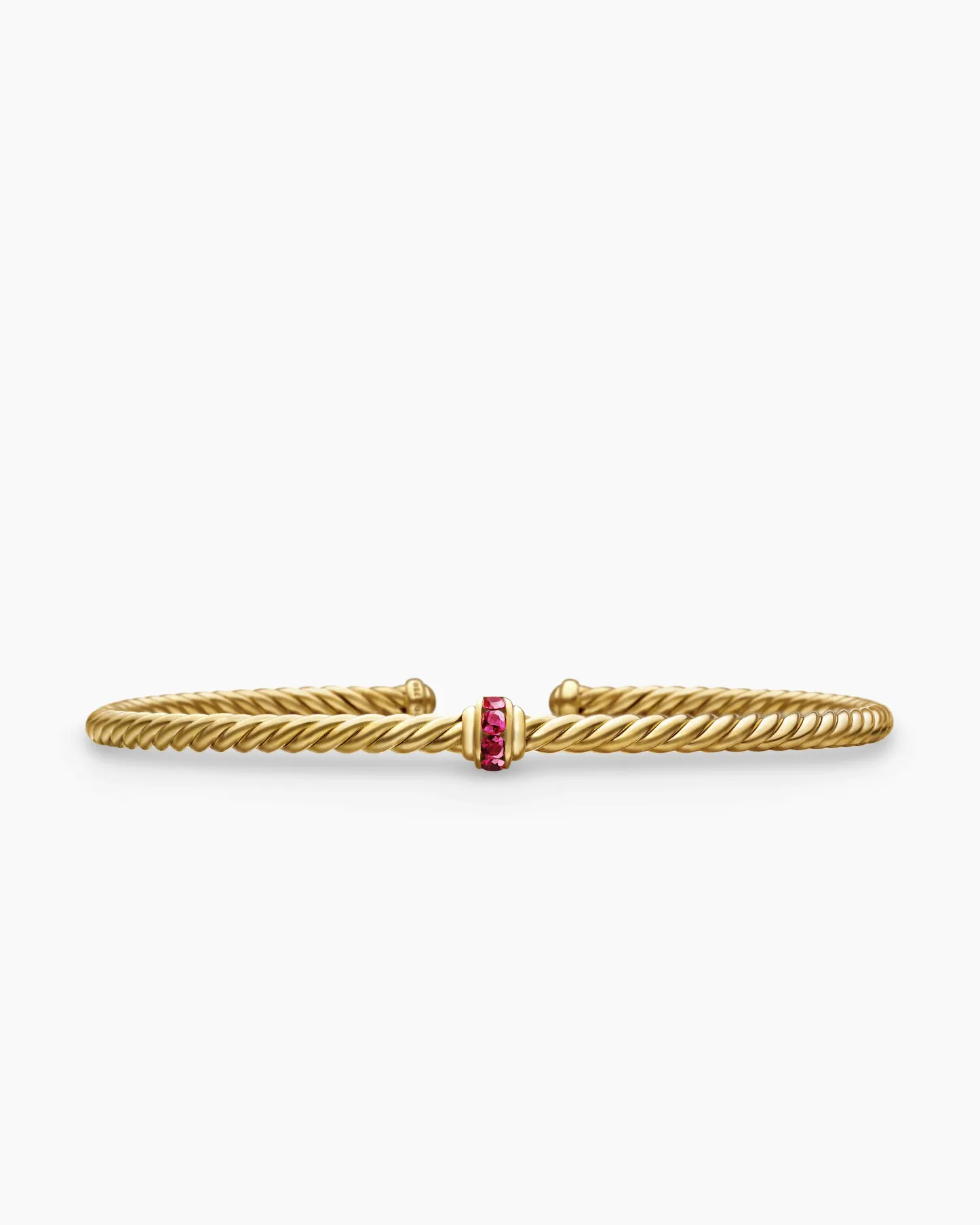 Classic Cablespira® Station Bracelet 18K Yellow Gold with Pavé Rubies, 3mm