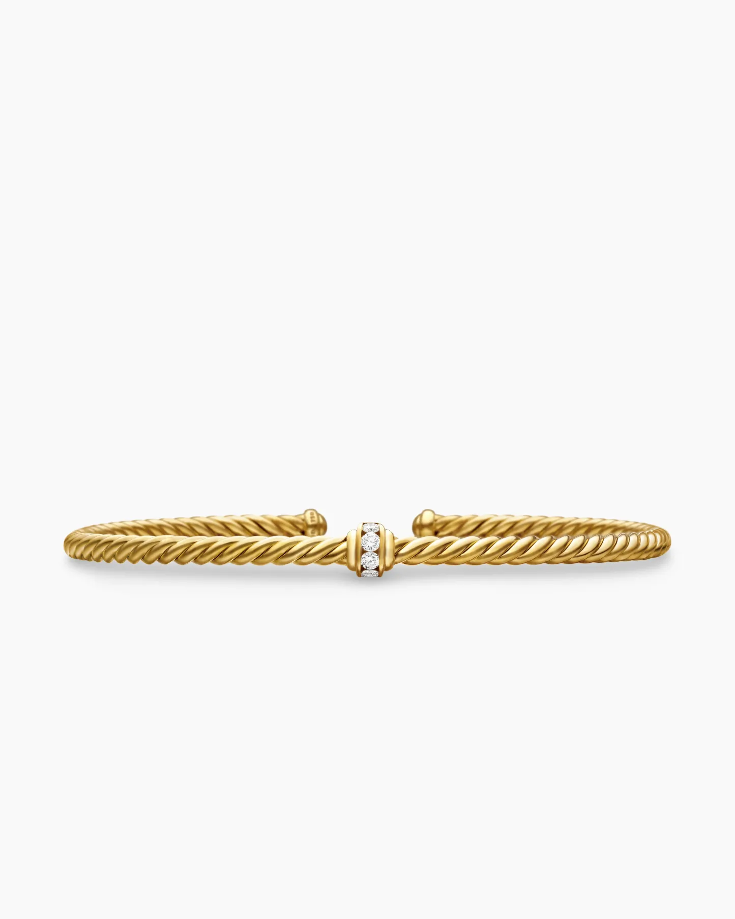 Classic Cablespira® Station Bracelet 18K Yellow Gold with Diamonds, 3mm