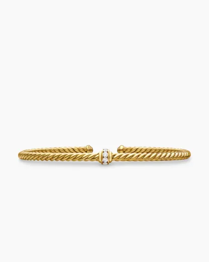 Classic Cablespira® Station Bracelet 18K Yellow Gold with Diamonds, 3mm