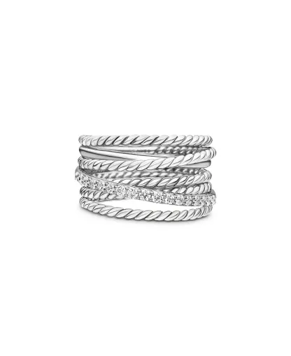 Crossover Wide Diamond Stacked Ring