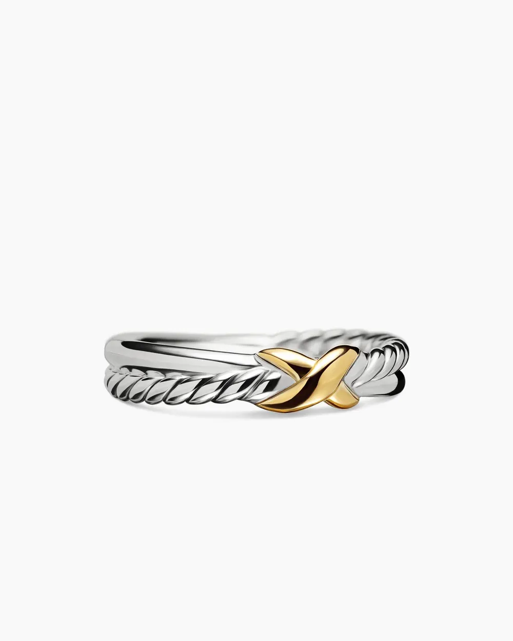 Petite X Ring Sterling Silver with 18K Yellow Gold