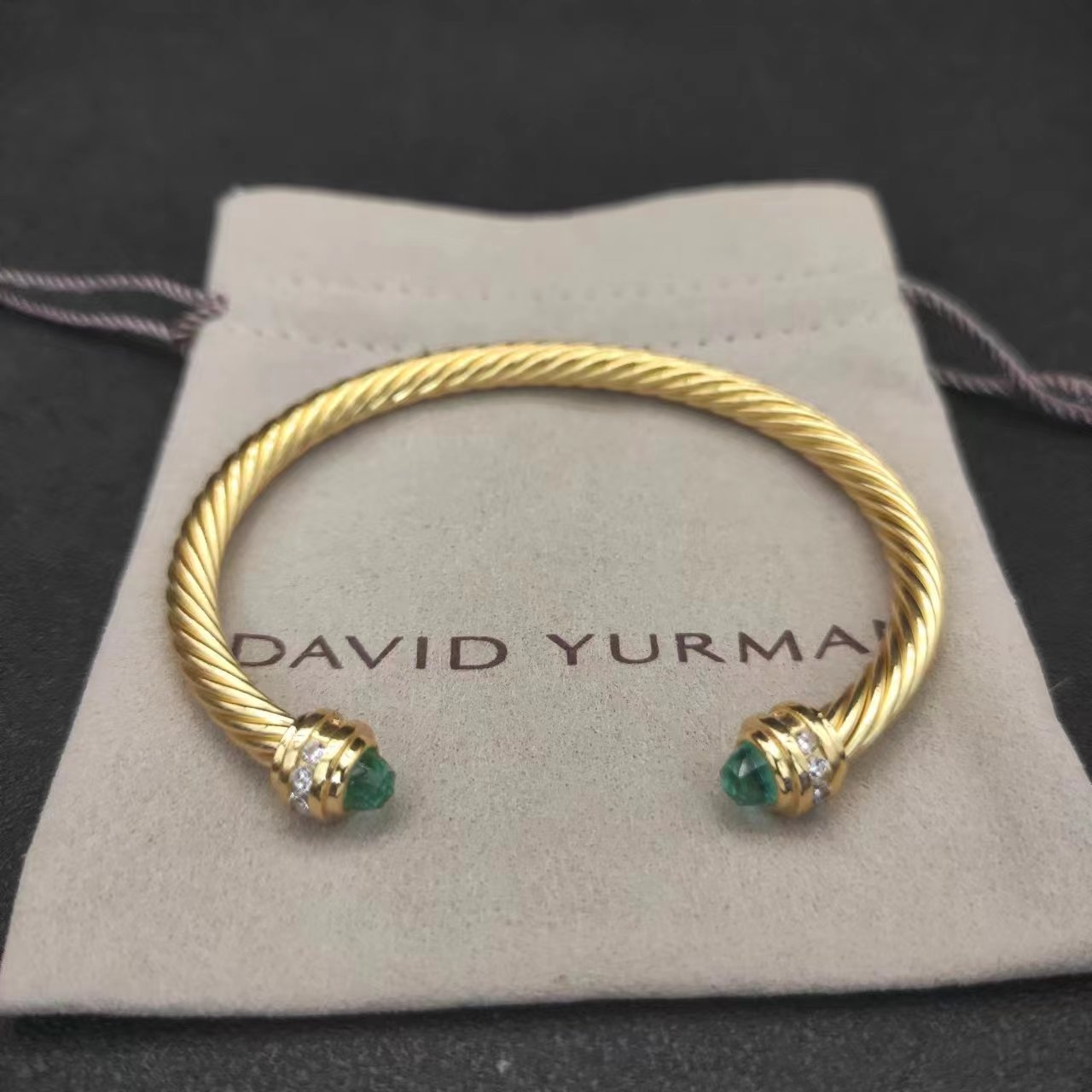 Classic Cablespira® Bracelet 18K Yellow Gold with Aquamarine and Diamonds, 5mm
