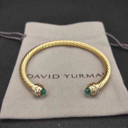 Classic Cablespira® Bracelet 18K Yellow Gold with Aquamarine and Diamonds, 5mm