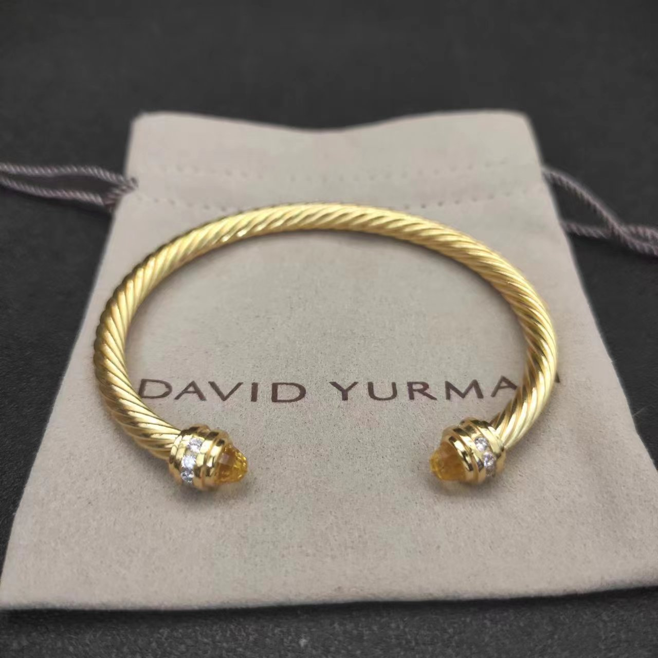 Classic Cablespira® Bracelet 18K Yellow Gold with Citrine and Diamonds, 5mm