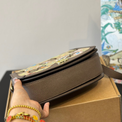 Ophidia Calfskin Embroidered Shoulder Bag