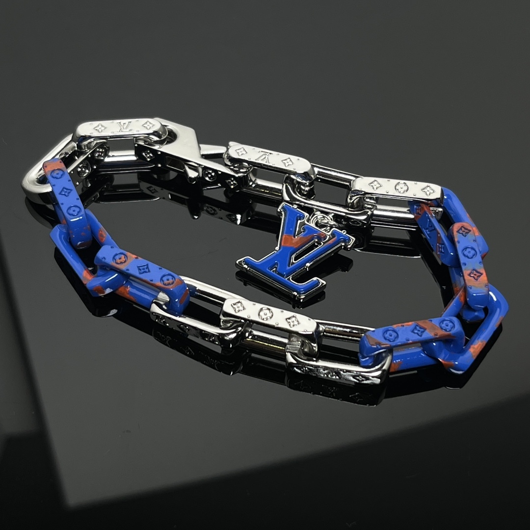 Gradient blue bamboo small letter drop bracelet