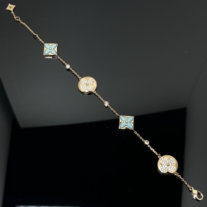 Color Blossom BB Multi-Pattern Bracelet, Yellow Gold, Amazonite and Diamonds