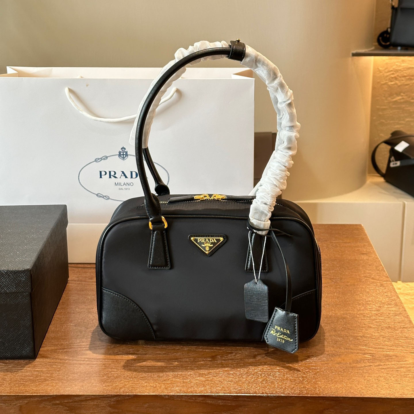 *Re-Edition 1978 medium Re-Nylon and Saffiano leather two-handle bag