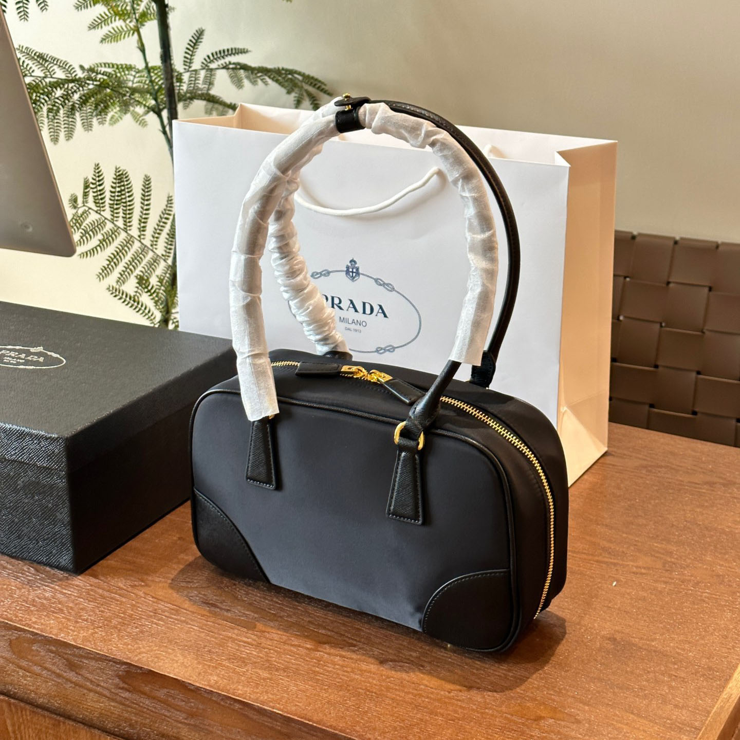 *Re-Edition 1978 medium Re-Nylon and Saffiano leather two-handle bag