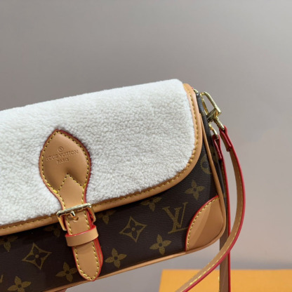 Canvas Shearling Cozygram Diane Shoulder Bag