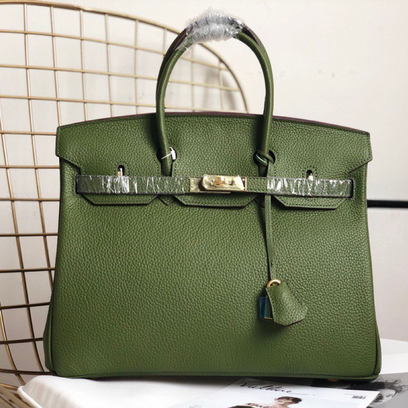 Herthtmes Togo Birkin 25/30/35 Bottle Green Bag
