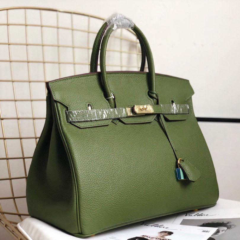 Herthtmes Togo Birkin 25/30/35 Bottle Green Bag