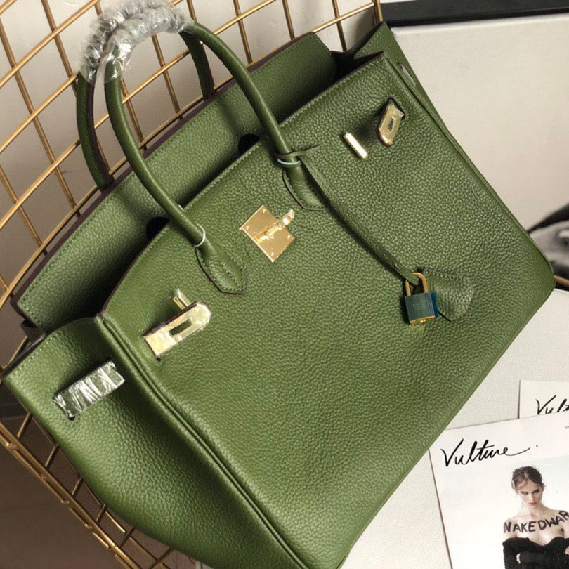 Herthtmes Togo Birkin 25/30/35 Bottle Green Bag