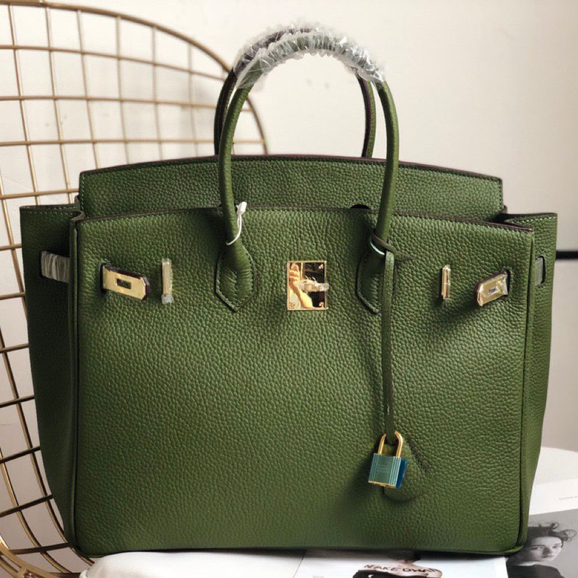 Herthtmes Togo Birkin 25/30/35 Bottle Green Bag