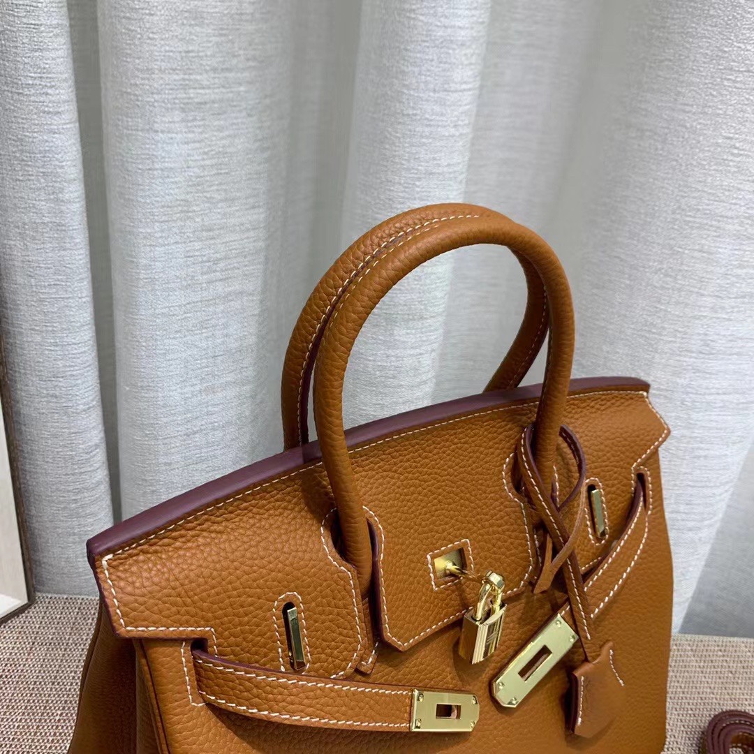 Herthtmes Togo Birkin 20/25/30/35 Bottle Brown Bag