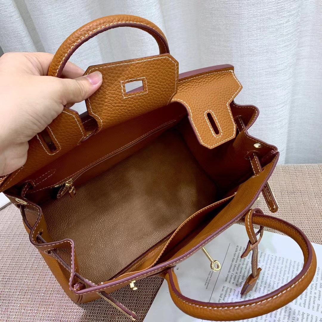 Herthtmes Togo Birkin 20/25/30/35 Bottle Brown Bag