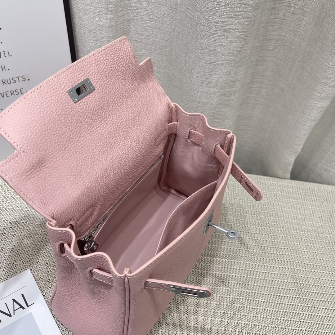 Herthtmes Togo Birkin 20/25 Bottle Pink Bag
