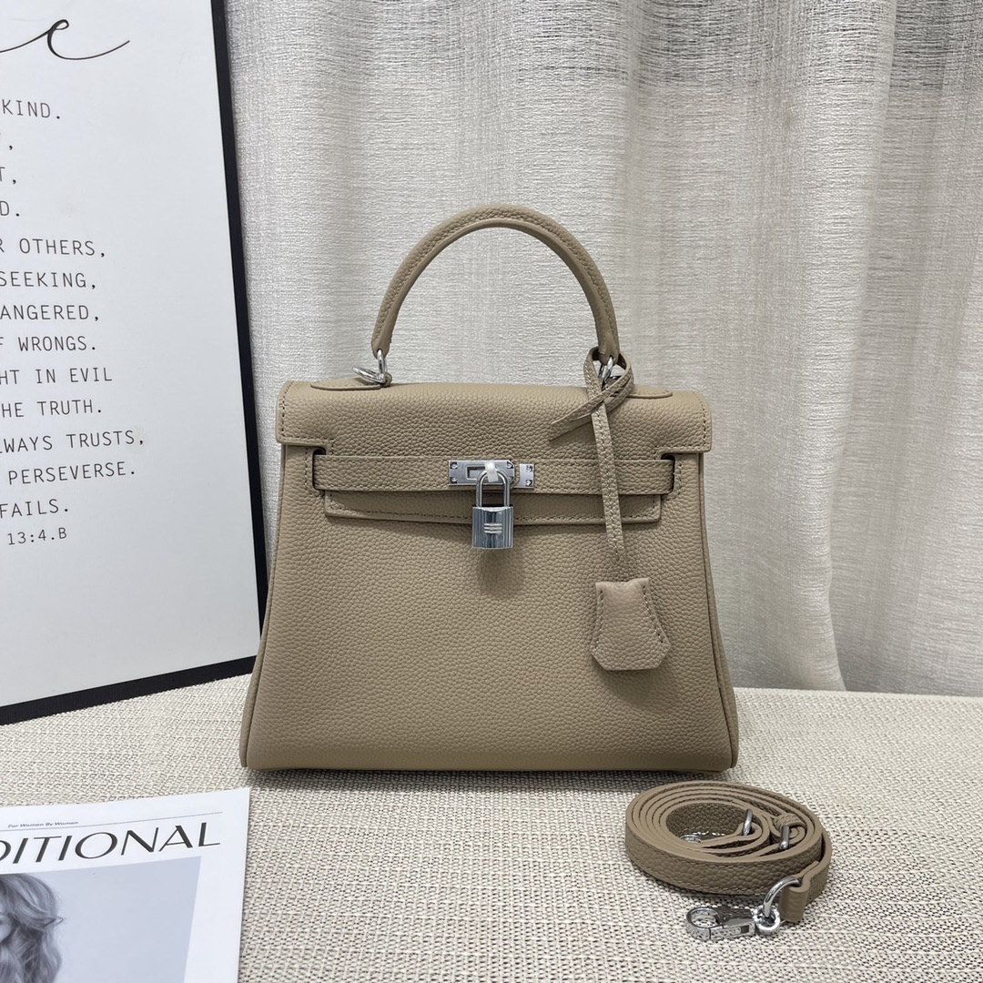 Herthtmes Togo Birkin 20/25 Bottle Khaki Bag
