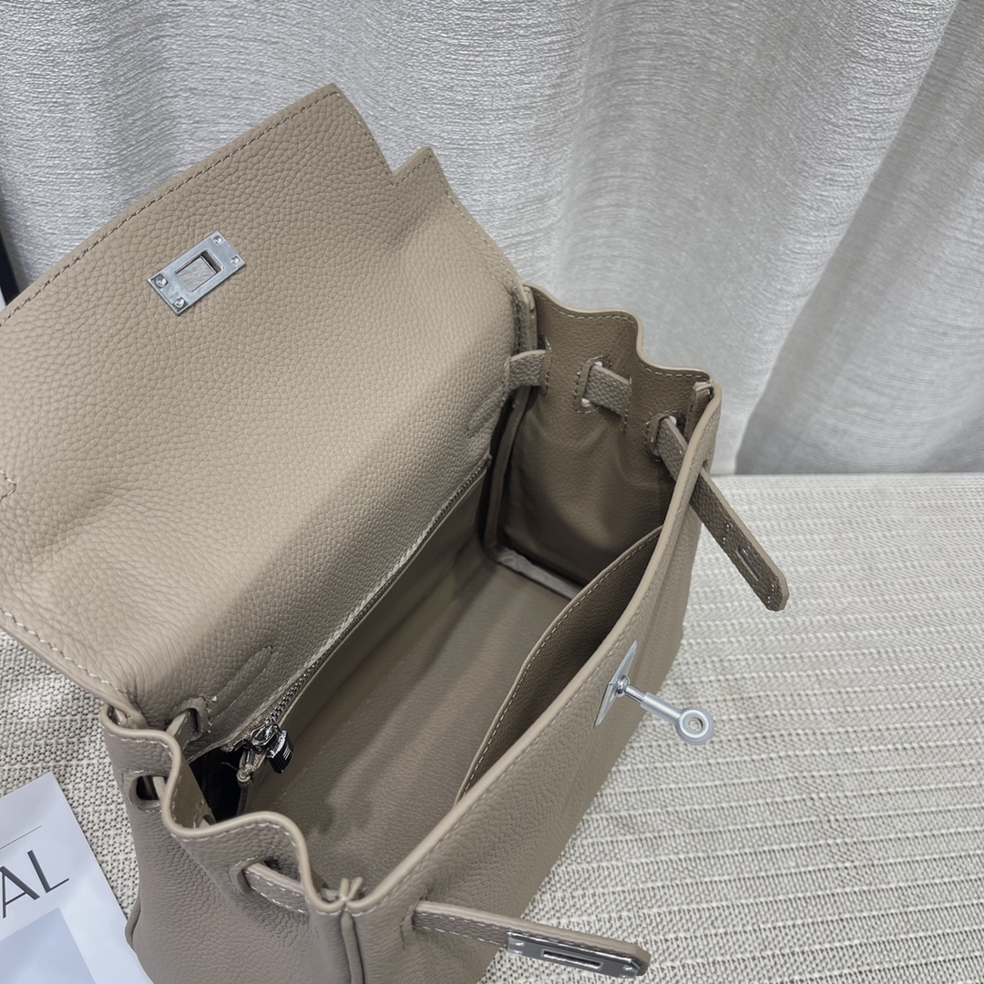 Herthtmes Togo Birkin 20/25 Bottle Khaki Bag