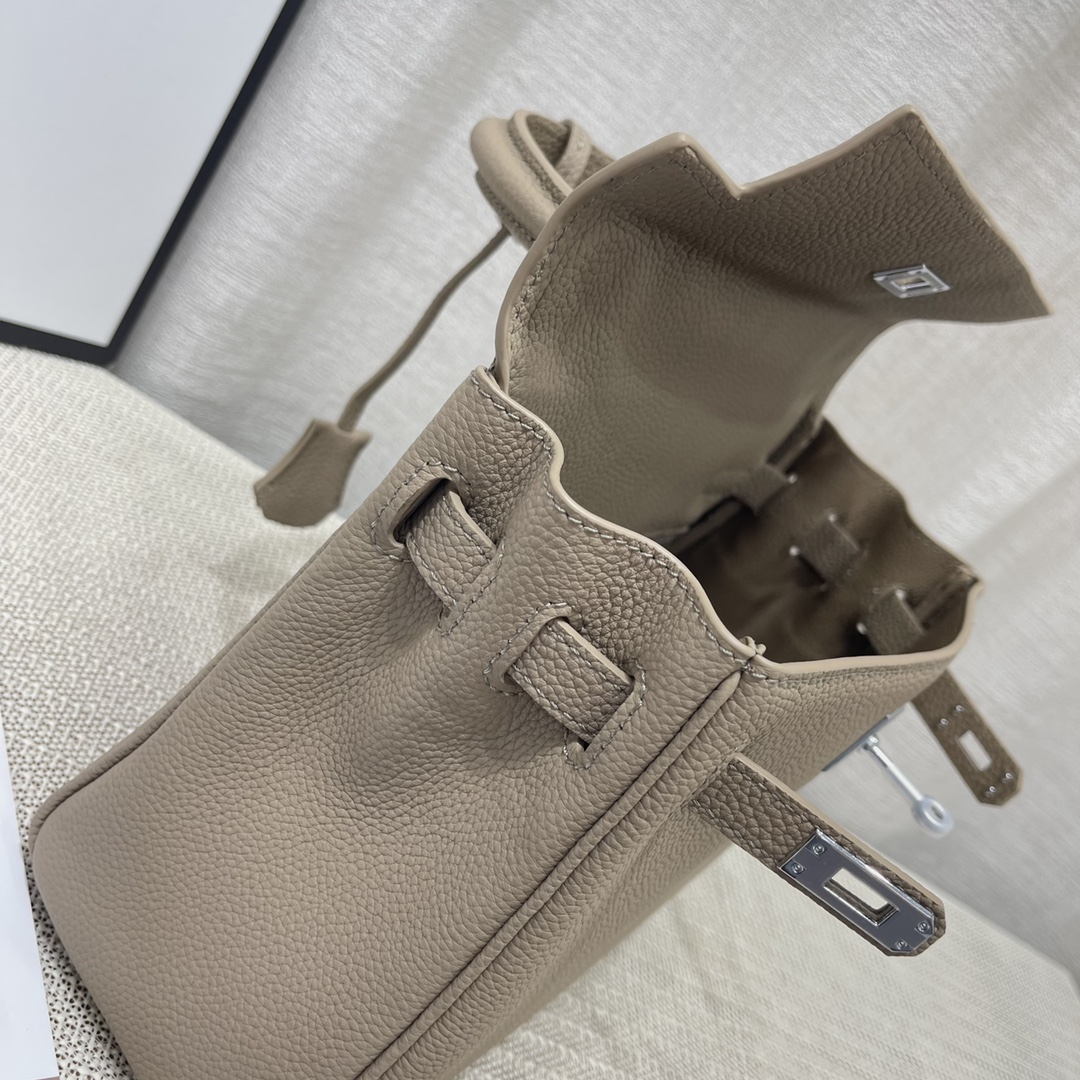 Herthtmes Togo Birkin 20/25 Bottle Khaki Bag
