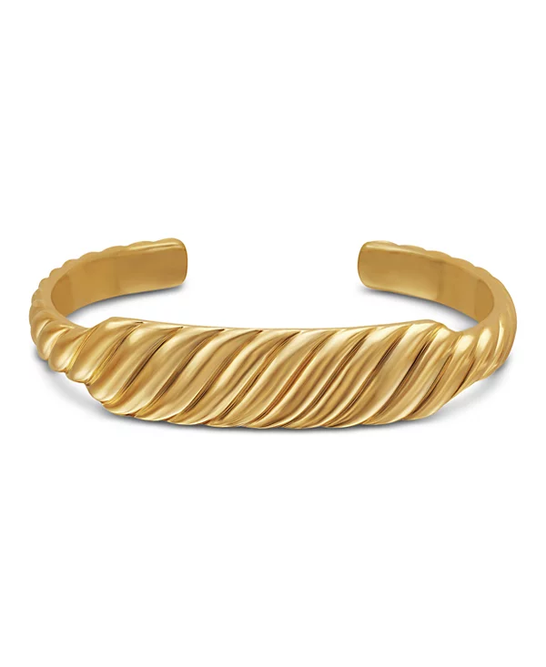Sculpted Cable Contour Bracelet Sterling Gold, 12.9mm