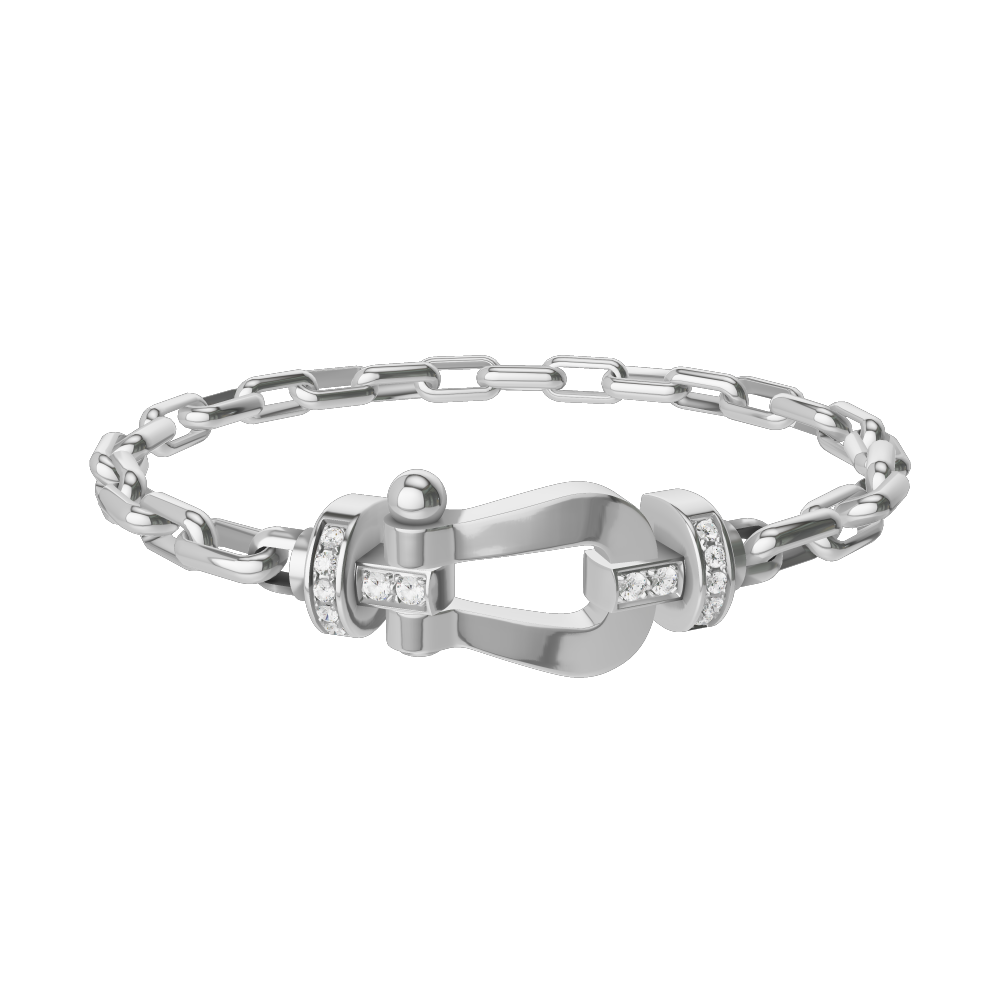 FORCE 10 BRACELET 18K WHITE GOLD AND DIAMONDS LARGE MODEL