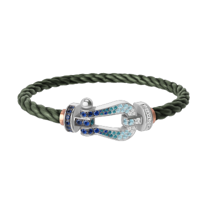 FORCE 10 BRACELET LARGE MODEL 18K WHITE GOLD DIAMOND PAVED AND COLORED