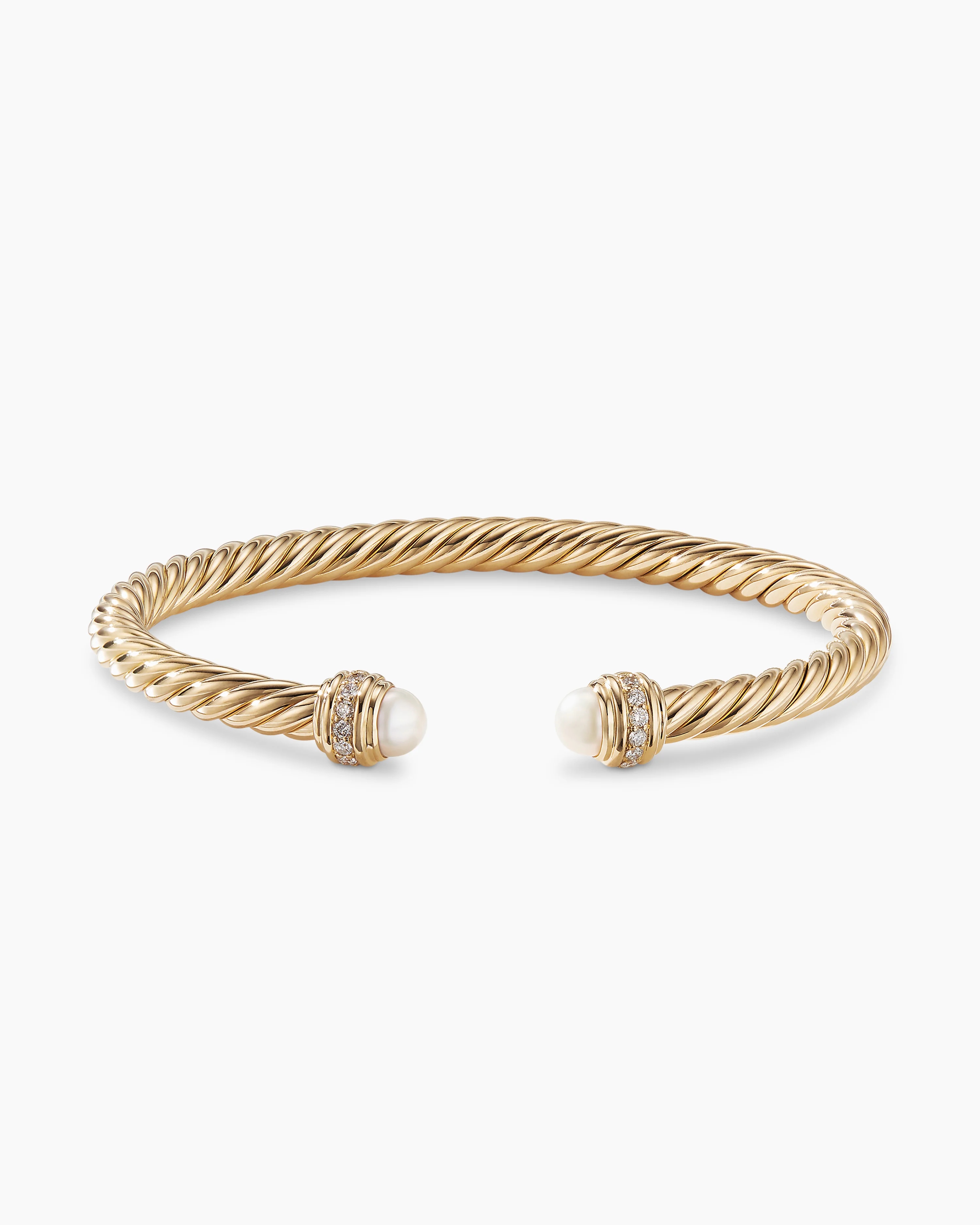 Classic Cablespira庐 Bracelet 18K Yellow Gold with Pearls and Diamonds, 5mm